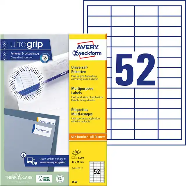 ETIKET AZ 3650 48X21MM WIT 5200STUKS