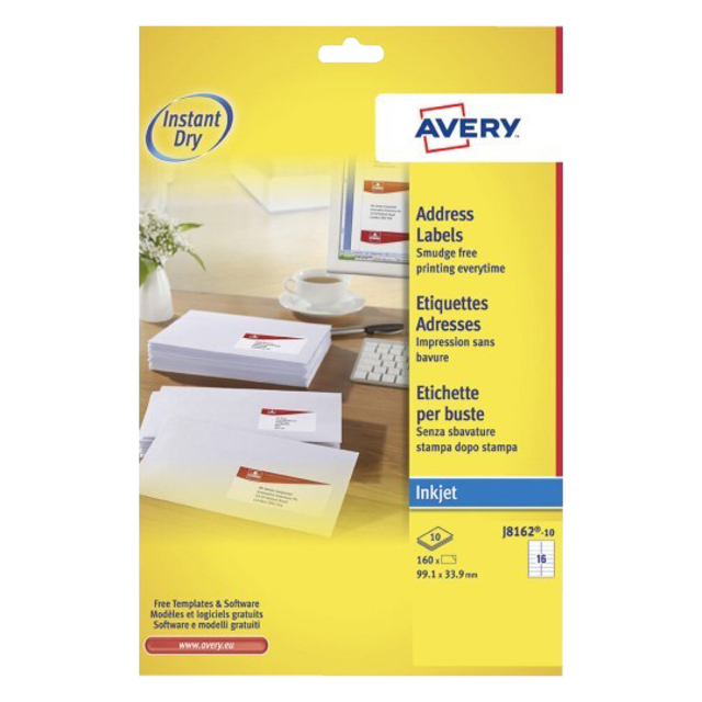 ETIKET AVERY J8162-10 99.1X33.9MM WIT