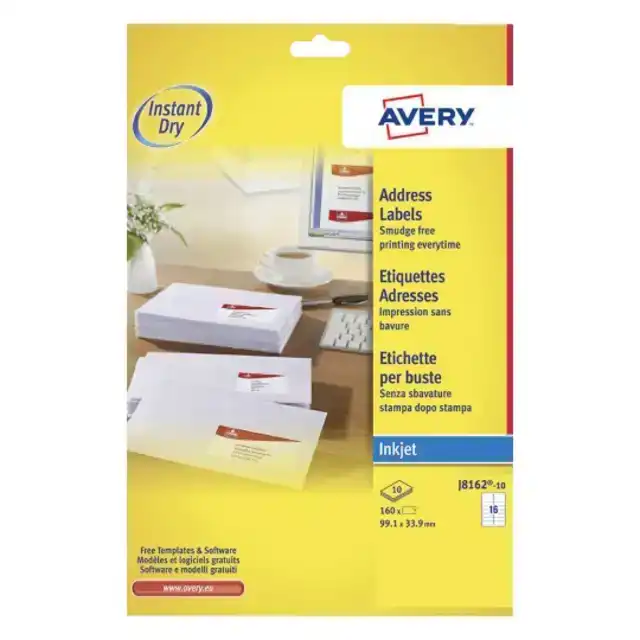 ETIKET AVERY J8162-10 99.1X33.9MM WIT