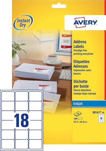 ETIKET AVERY J8161-10 63.5X46.6MM WIT