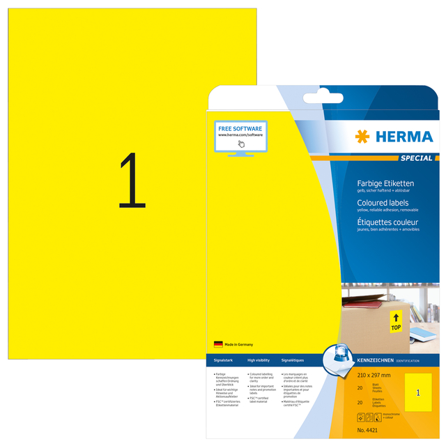 ETIKET HERMA 4421 210X297MM VERWIJDERB