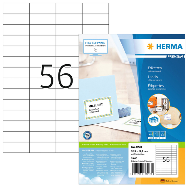 ETIKET HERMA 4273 52.5X21.2MM PREM WIT