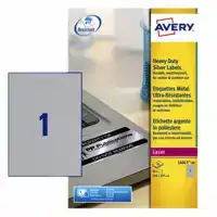 ETIKET AVERY L6013-20 210X297MM ZILVER