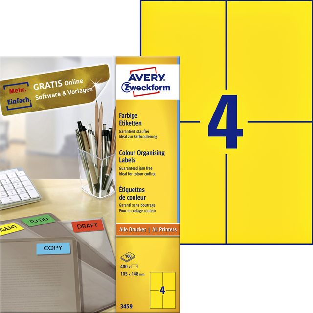 ETIKET AZ 3459 105X148MM A6 GEEL