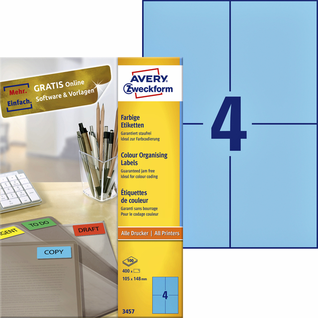 ETIKET AZ 3457 105X148MM A6 BLAUW
