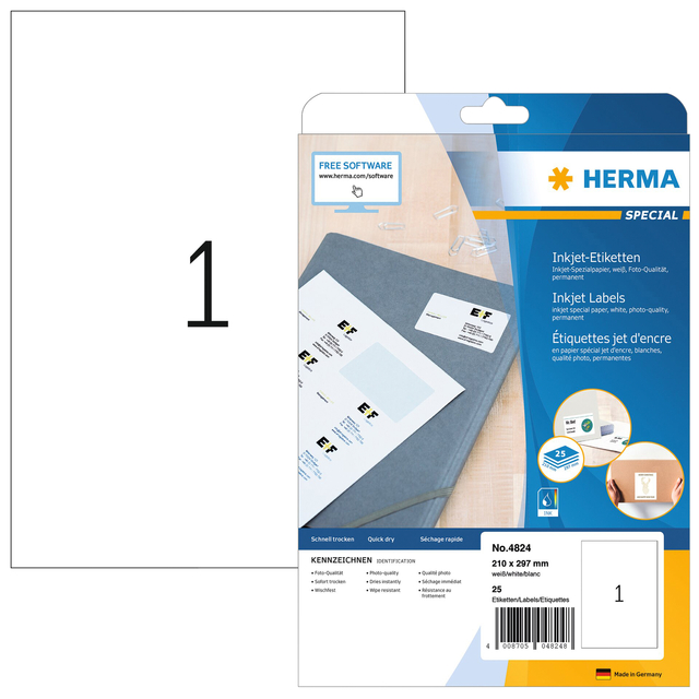 ETIKET HERMA 4824 210X297MM WIT 25STUKS