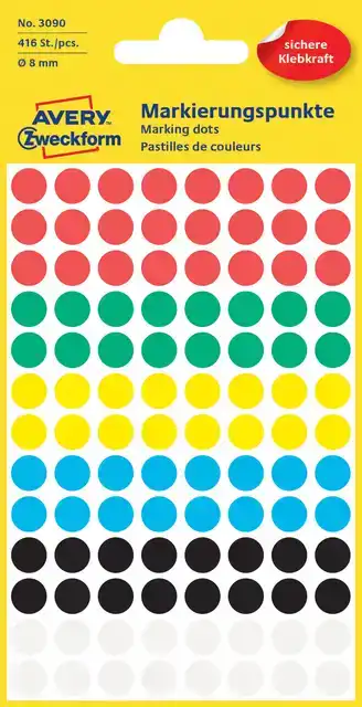 ETIKET AZ 3090 ROND 8MM ASSORTI