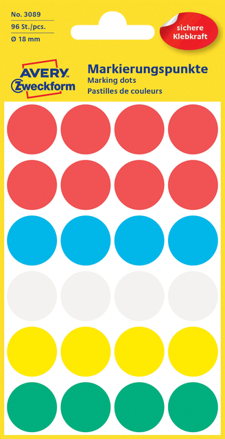 ETIKET AZ 3089 ROND 18MM ASSORTI