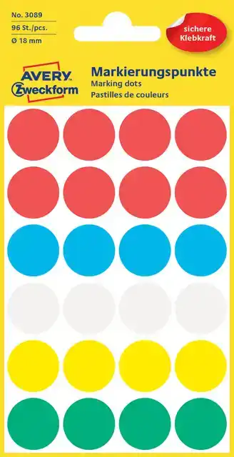 ETIKET AZ 3089 ROND 18MM ASSORTI