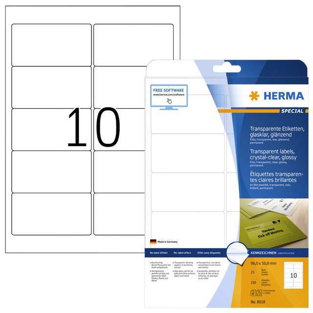 ETIKET HERMA 8018 96X50.8MM TRANSPARANT