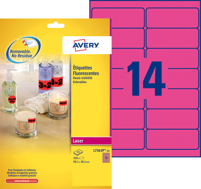 ETIKET AVERY L7263Y-100 99.1X38.1MM