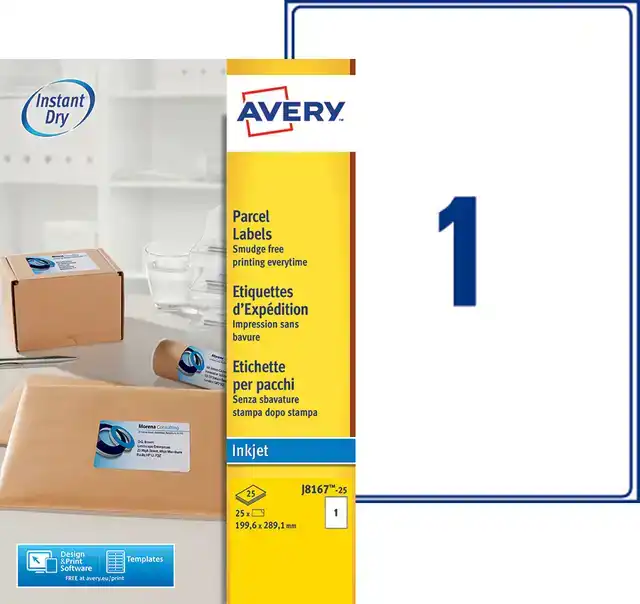 ETIKET AVERY J8167-25 199.6X289.1MM WIT