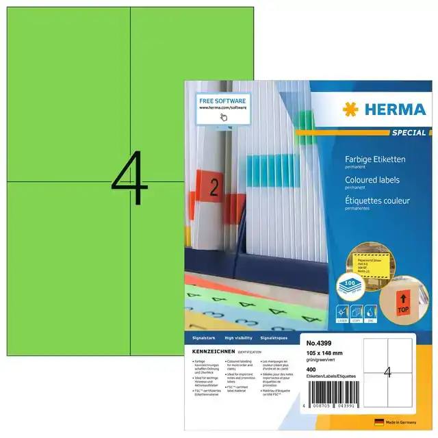 ETIKET HERMA 4399 105X148MM A6 GROEN