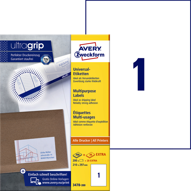 ETIKET AZ 3478 210X297MM A4 WIT