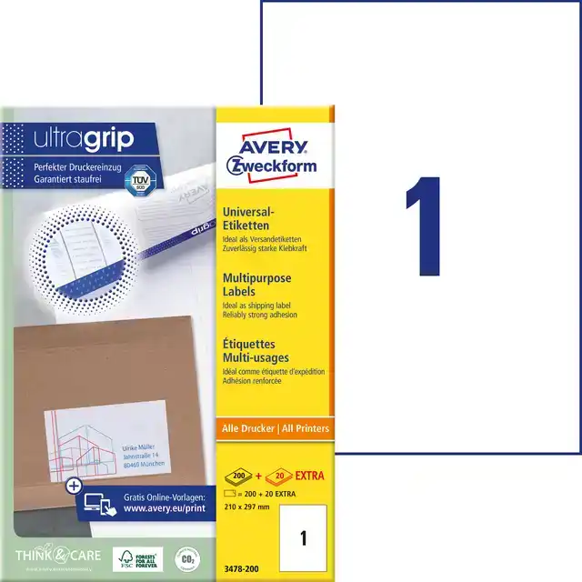 ETIKET AZ 3478 210X297MM A4 WIT