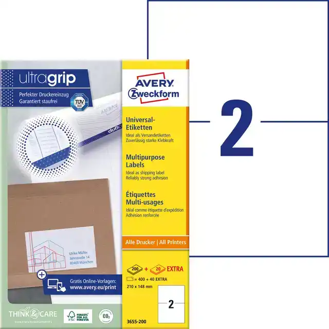 ETIKET AZ 3655 210X148MM A5 WIT