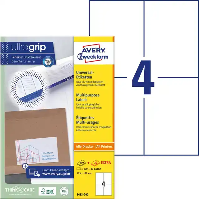 ETIKET AZ 3483 105X148MM A6 WIT