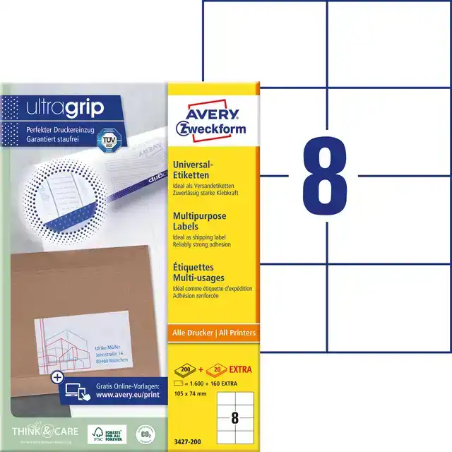 ETIKET AZ 3427 105X74MM WIT 1600STUKS