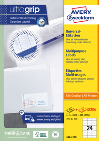 ETIKET AZ 3474-200 70X37MM WIT