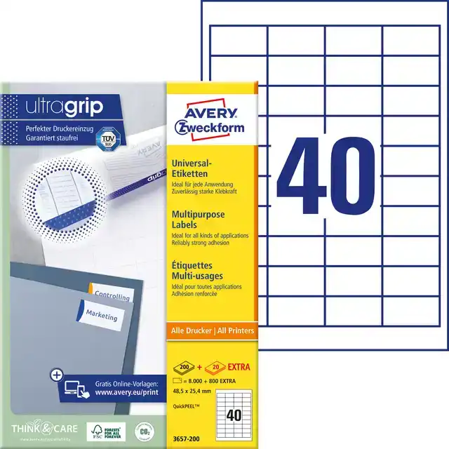 ETIKET AZ 3657 48.5X25.4MM WIT