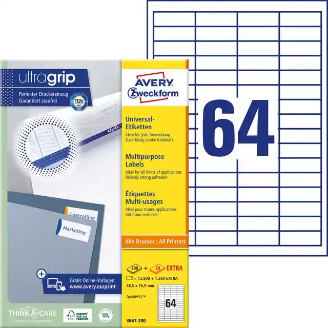 ETIKET AZ 3667 48.5X16.9MM WIT