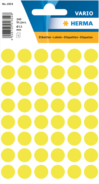ETIKET HERMA 1854 ROND 12MM FLUOR GEEL