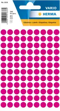 ETIKET HERMA 1836 ROND 8MM ROZE