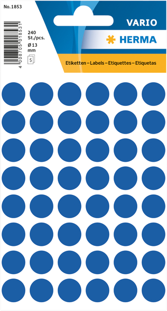 ETIKET HERMA 1853 ROND 13MM DONKERBLAUW