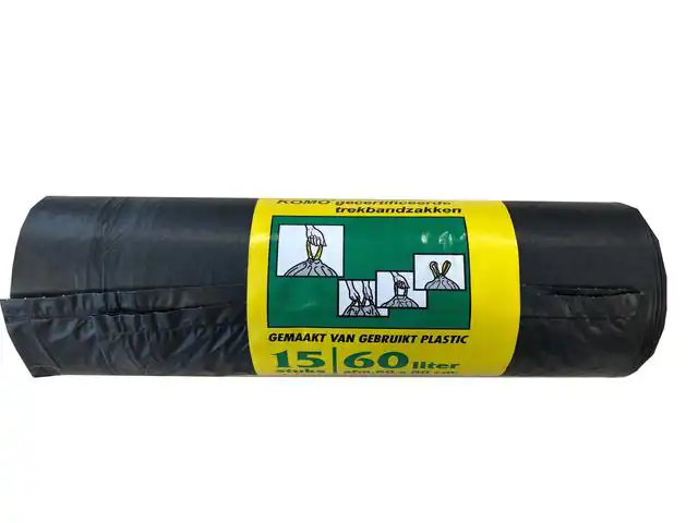 VUILNISZAK KOMO 60L ROL Ã  20ST ZWART
