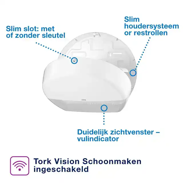 TOILETPAPIERDISPENSER TORK T1 JUMBO WIT