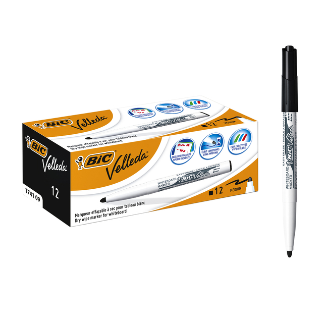 WHITEBOARDMARKER BIC 1741 ROND M ZWART