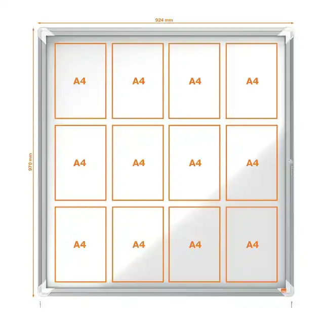 VITRINEKAST BUITEN NOBO GLAS MAGNETISCH