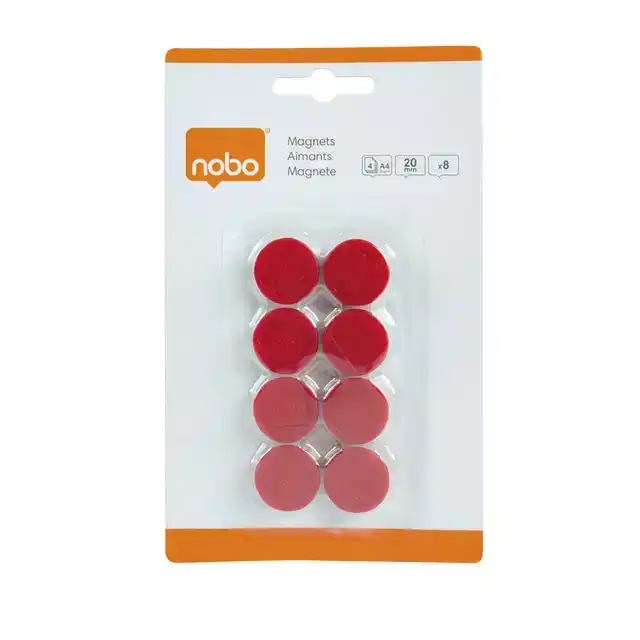 MAGNEET NOBO 20MM ROOD 8 STUKS