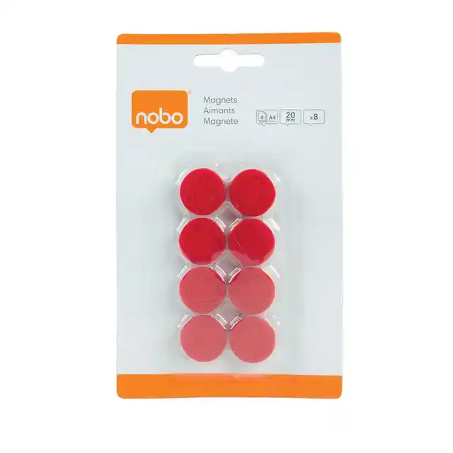 MAGNEET NOBO 20MM ROOD 8 STUKS