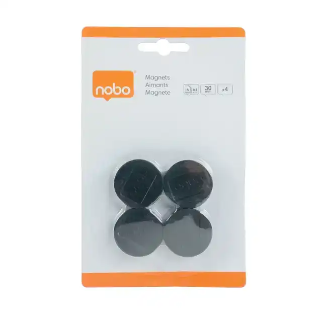 MAGNEET NOBO 30MM ZWART 4 STUKS