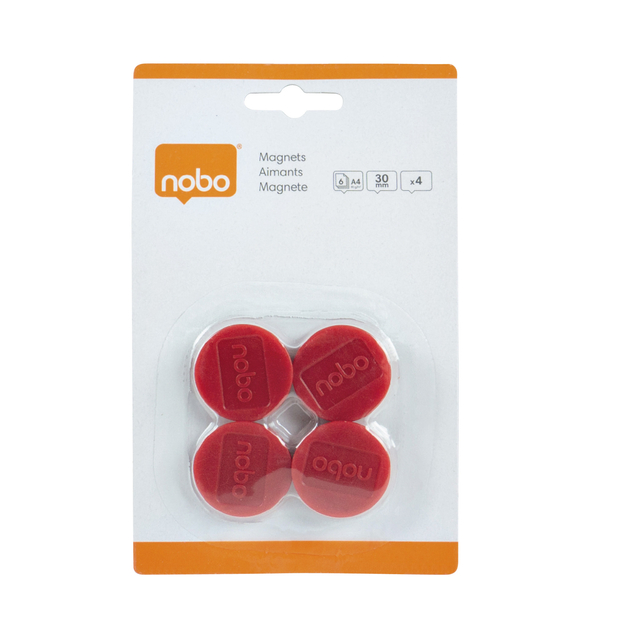 MAGNEET NOBO 30MM ROOD 4 STUKS