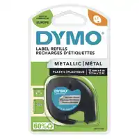 LABELTAPE DYMO LETRATAG METALLIC 12MM