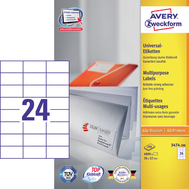 ETIKET AZ 3474-200 70X37MM WIT