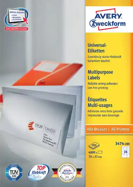 ETIKET AZ 3474-200 70X37MM WIT