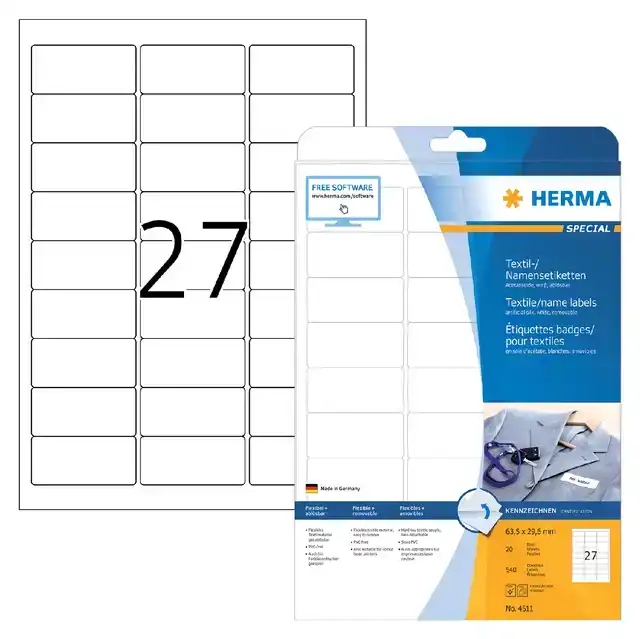 NAAMBADGE ETIKET HERMA 4511 63.5X29.6MM