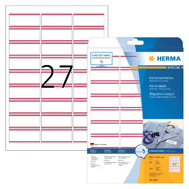 NAAMBADGE ETIKET HERMA 4512 63.5X29.6MM