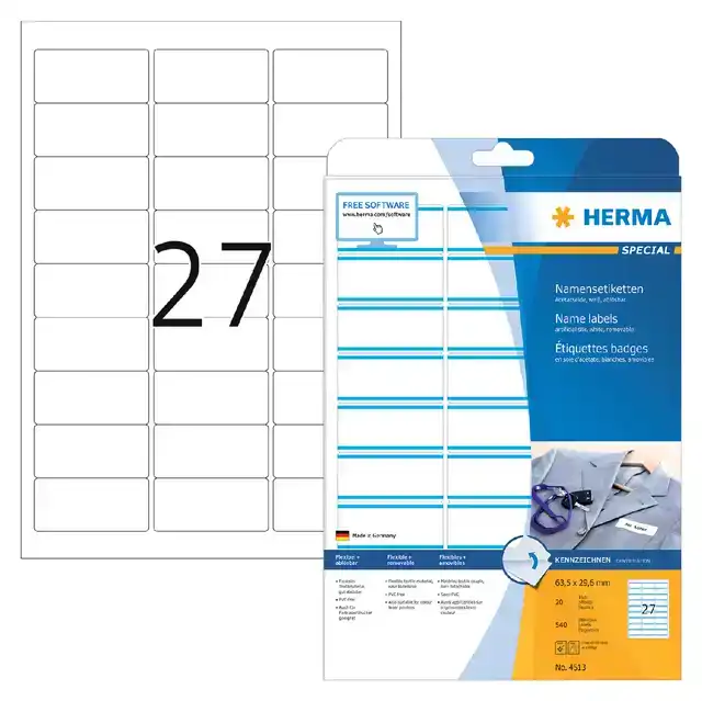 NAAMBADGE ETIKET HERMA 4513 63.5X29.6MM
