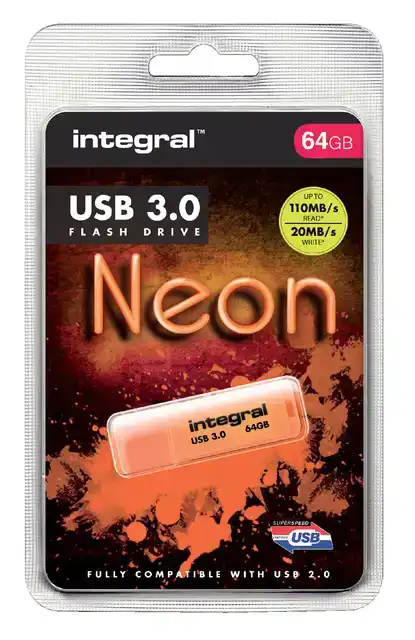 USB STICK 3.0 INTEGRAL 64GB NEON ORANJE