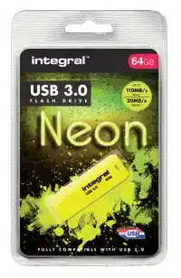 USB STICK 3.0 INTEGRAL 64GB NEON GEEL
