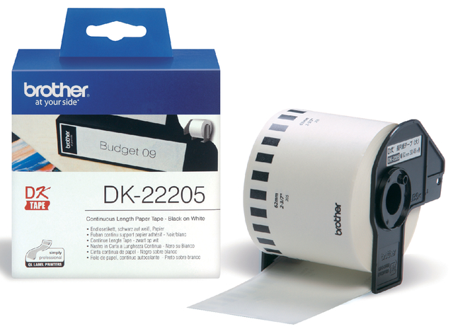 ETIKET BROTHER DK22205 DOORLOPEND 62MM
