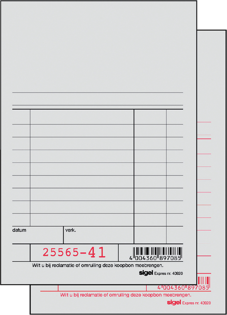 KASSABLOK EXPRES SI-40920 150X100MM
