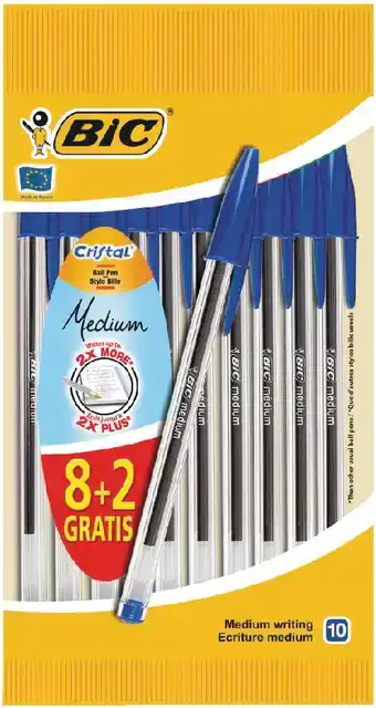 BALPEN BIC CRISTAL M 10ST BLAUW