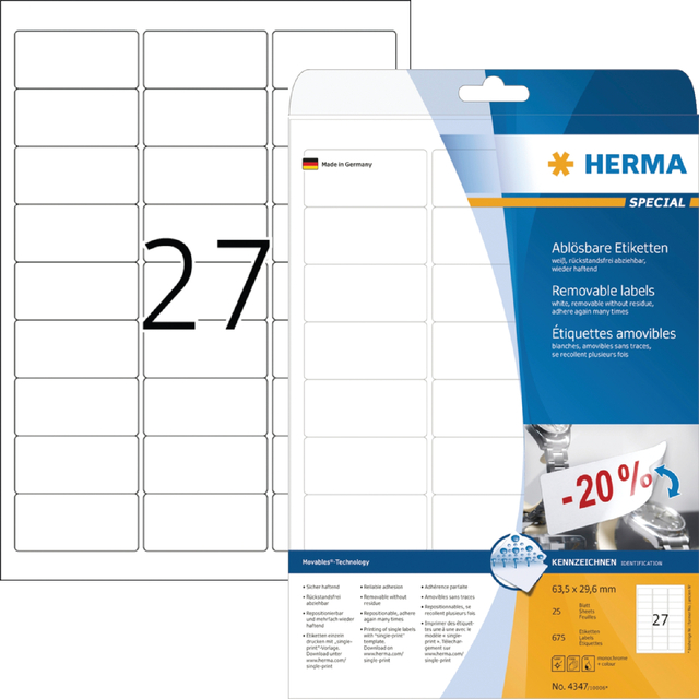 ETIKET HERMA 4347 63.5X29.6MM