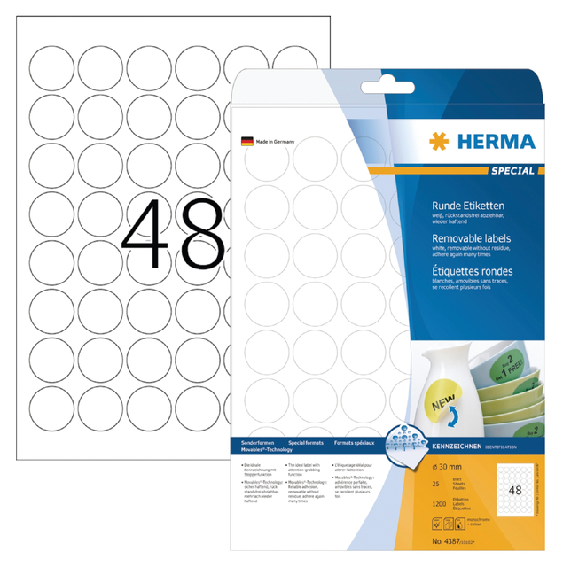ETIKET HERMA 4387 ROND 30MM VERWIJDERB