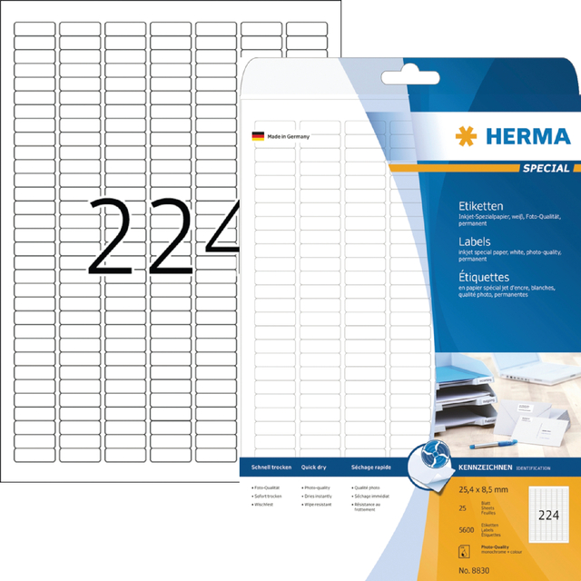 ETIKET HERMA 8830 25.4X8.5MM MAT WIT
